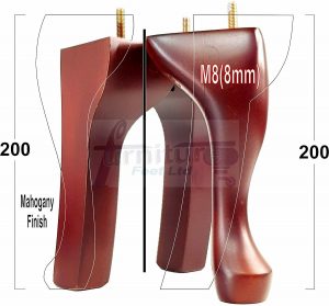 2 Queen Anne Legs 20cm High 8 Inches & 2 Curved Back Leg 20cm High Mahogany M8