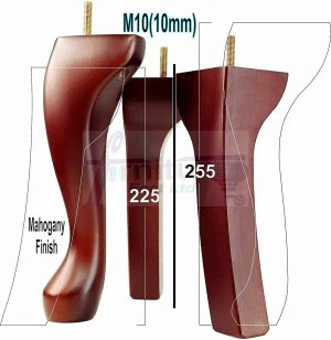 2 Queen Anne Legs 25cm High 10 Inches & 2 Curved Back Leg 22.5cm High Mahogany M10