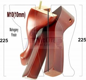 2 Queen Anne Legs 25cm High 10 Inches & 2 Curved Back Leg 22.5cm Mahogany M10