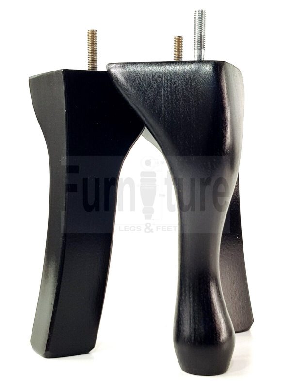2 Traditional Queen Anne Furniture Legs & 2 Curved Feet 200mm Sofa Chair Bed M8 - Image 3