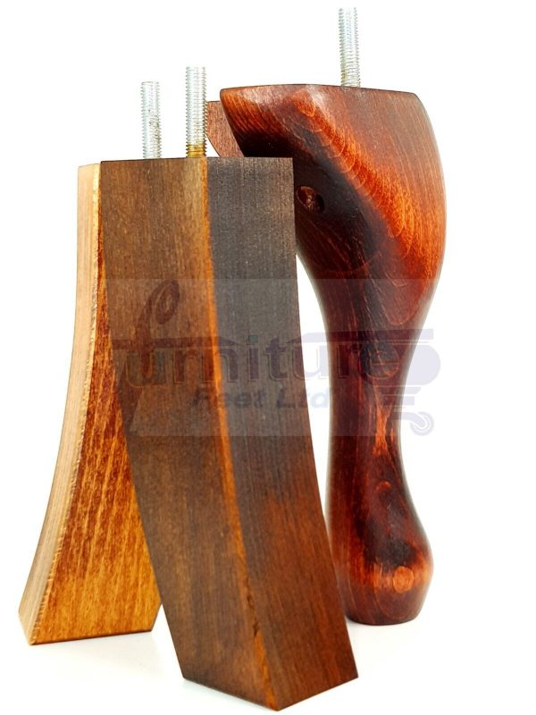 2 Traditional Queen Anne Furniture Legs & 2 Curved Feet 200mm Sofa Chair Bed M8 - Image 9
