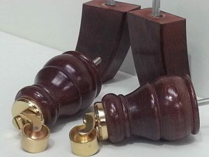 2  WOOD BRASS CASTOR LEGS 2 CURVED  MAHOGANY FEET 150mm SOFA CHAIR STOOLS M8