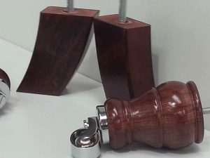 2  WOOD CHROME CASTOR LEGS 2 CURVED  MAHOGANY FEET 150mm SOFA CHAIR STOOLS M8
