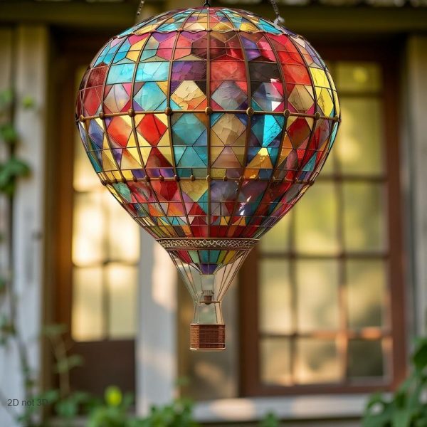 Large Hot Air Balloon Stained Acrylic Suncatcher Rainbow Window Garden Hanging Decoration - Image 3