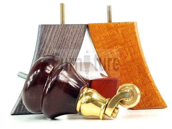 2x Castor Legs & 2x Curved Wood Furniture Replacement Feet M8 Chairs, Sofa 140mm - Image 9