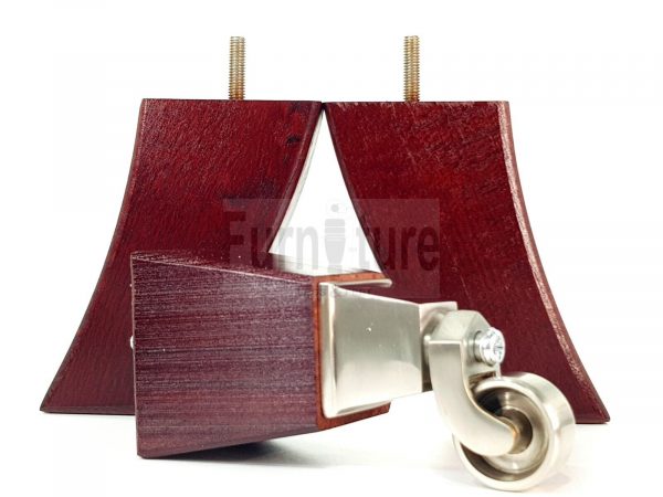 2x Cuved Wood Furniture Chair Leg & 2x Chrome Castor Sofa Settee Feet 150mm High - Image 3