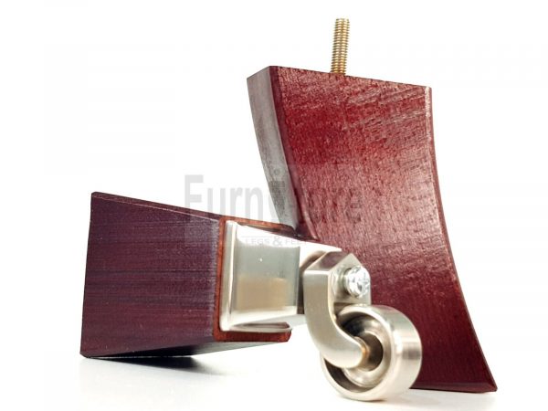 2x Cuved Wood Furniture Chair Leg & 2x Chrome Castor Sofa Settee Feet 150mm High - Image 4