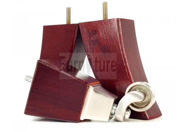 2x Cuved Wood Furniture Chair Leg & 2x Chrome Castor Sofa Settee Feet 150mm High - Image 8