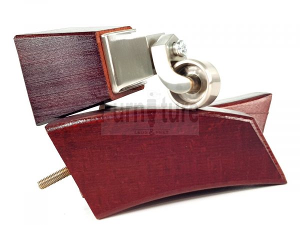 2x Cuved Wood Furniture Chair Leg & 2x Chrome Castor Sofa Settee Feet 150mm High - Image 9