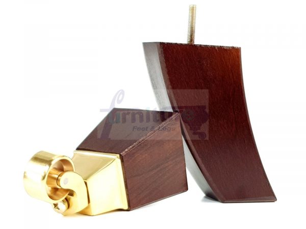 2x Cuved Wood Furniture Chair Legs & 2x Brass Castor Sofa Settee Feet 150mm High - Image 3