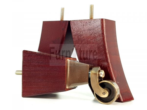 2x Cuved Wood Furniture Chair Legs & 2x Brass Castor Sofa Settee Feet 150mm High - Image 6