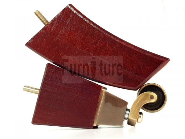 2x Cuved Wood Furniture Chair Legs & 2x Brass Castor Sofa Settee Feet 150mm High - Image 8