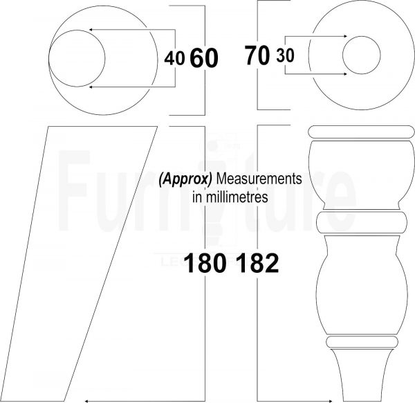 2x Furniture Castor Legs & 2x Angled Solid Wood Feet M8 Chairs Sofa 182mm High - Image 2
