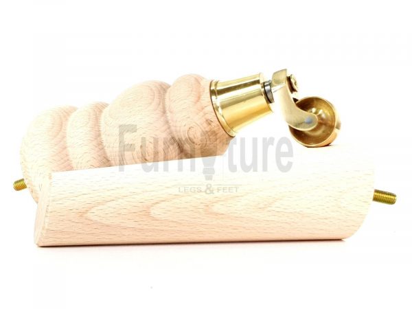 2x Furniture Castor Legs & 2x Angled Solid Wooden Feet M8 Chairs Sofa 200mm High - Image 3
