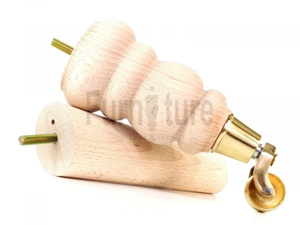 2x Furniture Castor Legs & 2x Angled Solid Wooden Feet M8 Chairs Sofa 200mm High - Image 5
