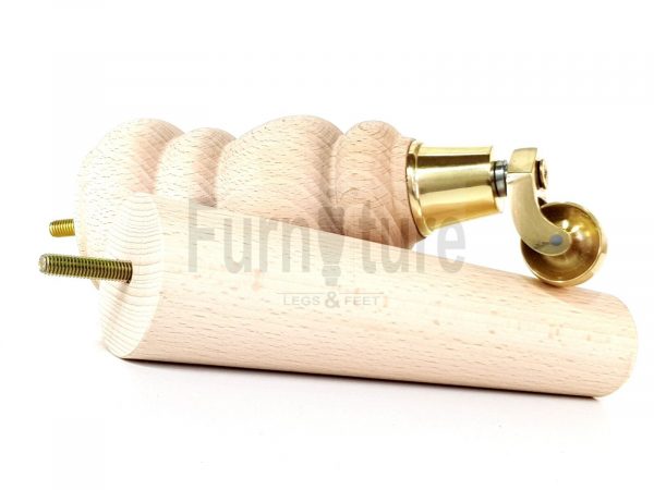 2x Furniture Castor Legs & 2x Angled Solid Wooden Feet M8 Chairs Sofa 200mm High - Image 8