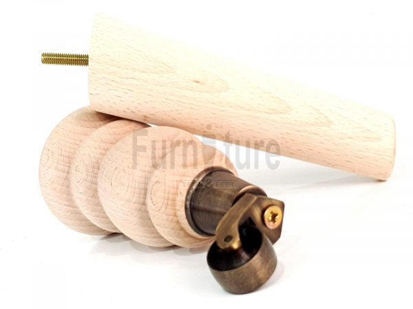 2x Furniture Castor Legs & 2x Angled Solid Wooden Feet M8 Chairs Sofa 200mm High - Image 5