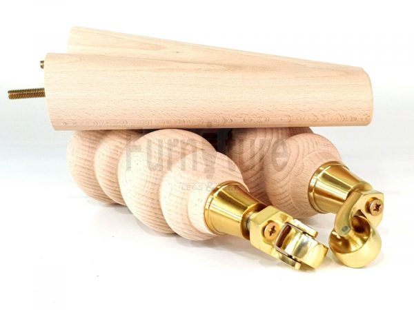 2x Furniture Castor Legs & 2x Angled Solid Wooden Feet M8 Chairs Sofa 250mm High - Image 8