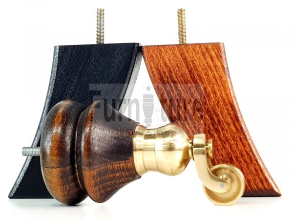 2x Furniture Castor Legs & 2x Curved Solid Wooden Feet M8 Chairs Sofa 150mm High - Image 4