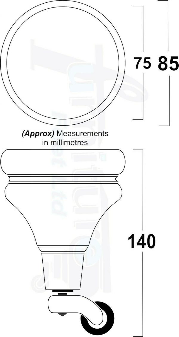 2x WOODEN FURNITURE LEGS M8 REPLACEMENT FEET WITH MULTIPLE CASTORS 150mm HIGH - Image 2