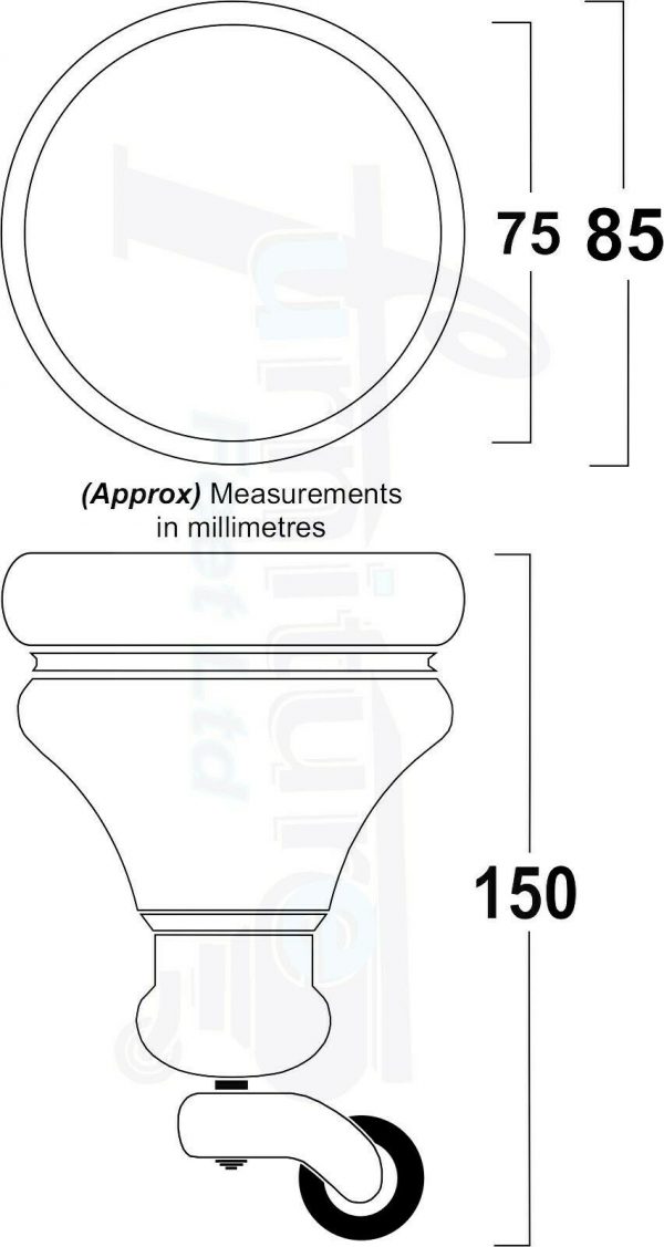 2x WOODEN FURNITURE LEGS M8 REPLACEMENT FEET WITH MULTIPLE CASTORS 150mm HIGH - Image 4