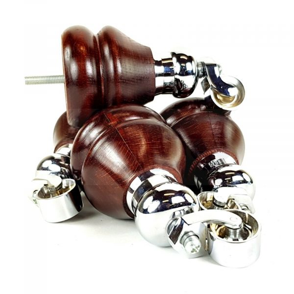 2x WOODEN FURNITURE LEGS M8 REPLACEMENT FEET WITH MULTIPLE CASTORS 150mm HIGH - Image 9
