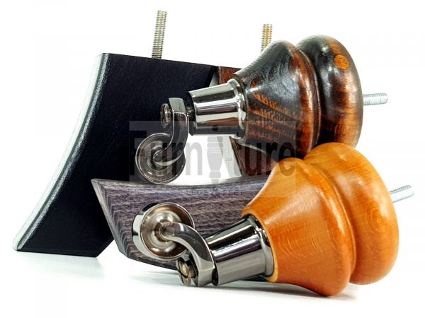 2x Wood Furniture Castor Legs & 2x Curved M8 Replacement Feet Chairs Sofa 140mm - Image 7