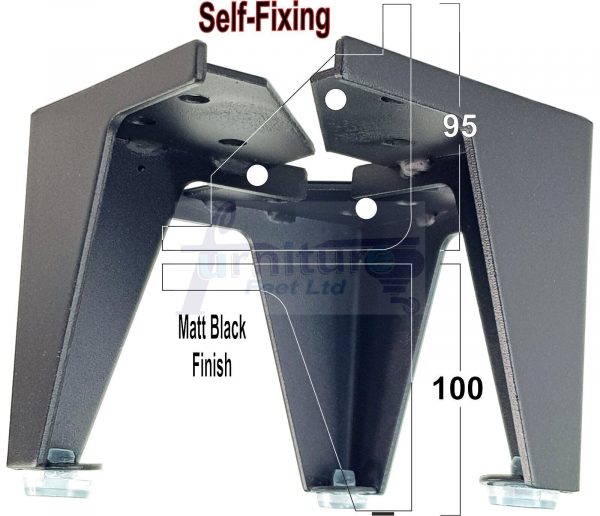 4 Black Metal Furniture Legs 100mm High Feet Sofa Chair Cabinets Beds Stools