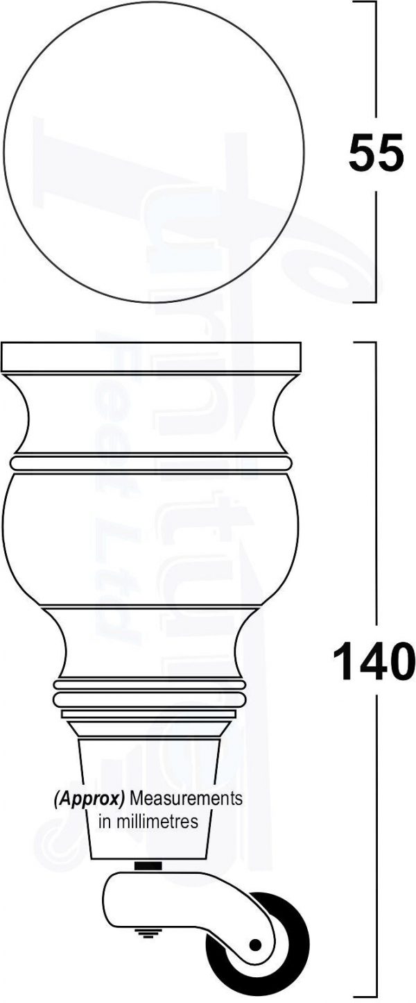 4 Castor Wood Furniture Sofa Legs M8 Replacment Chairs Settees Feet 140mm High - Image 2