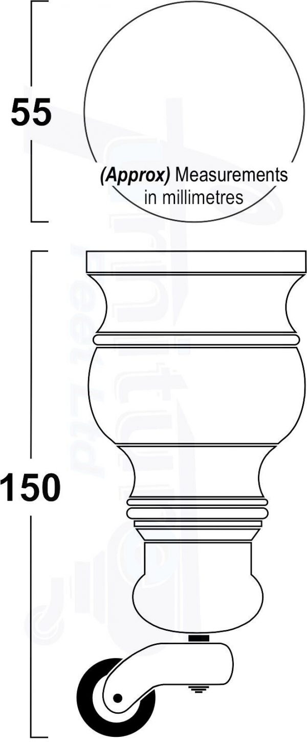 4 Castor Wood Furniture Sofa Legs M8 Replacment Chairs Settees Feet 150mm High - Image 2