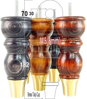 4 Furniture Feet Slipper Cup Replacement Leg Solid Wood Feet M8 Chair Sofa 182mm