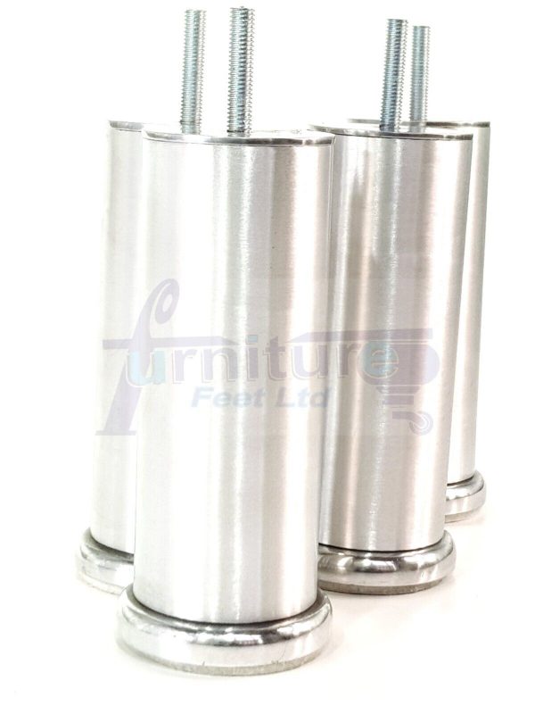 4 Metal Furniture Legs  Replacement Sofa Chair Feet 155mm High M8 Brushed Chrome - Image 2