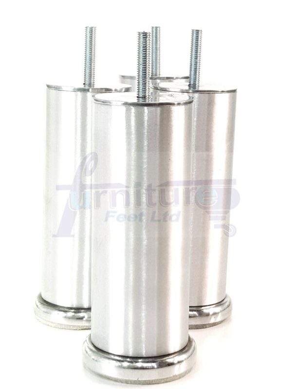 4 Metal Furniture Legs  Replacement Sofa Chair Feet 155mm High M8 Brushed Chrome - Image 3