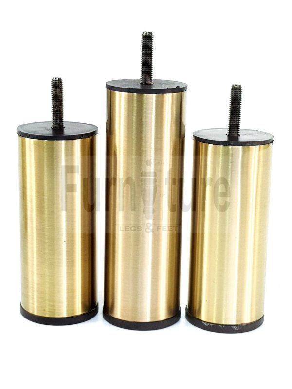 4 Metal Furniture Legs Round Brushed Brass Feet 120 & 150mm High Sofa Chair Beds - Image 4