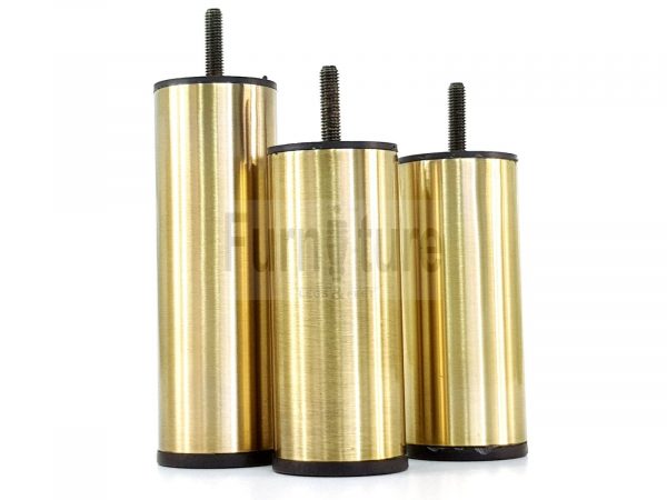 4 Metal Furniture Legs Round Brushed Brass Feet 120 & 150mm High Sofa Chair Beds - Image 5