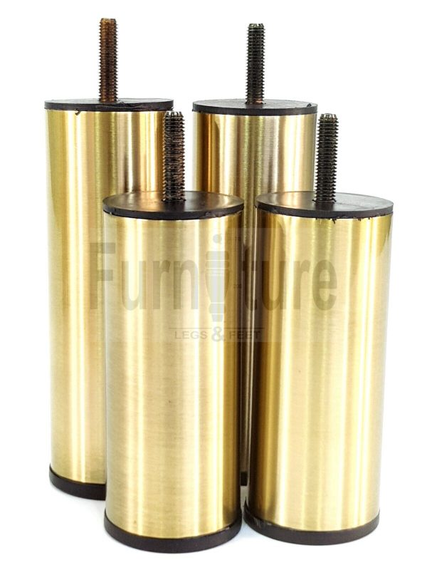 4 Metal Furniture Legs Round Brushed Brass Feet 120 & 150mm High Sofa Chair Beds - Image 7