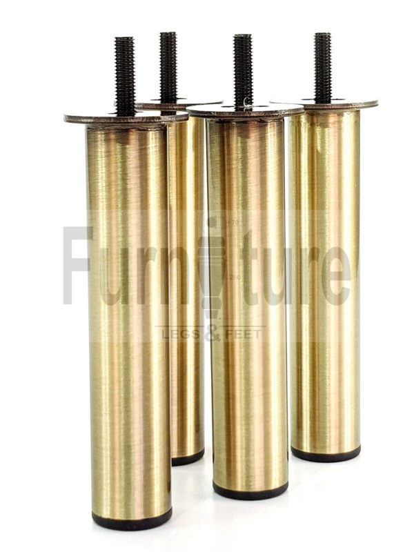 4 Metal Furniture Sofa Legs 150mm High Chair Feet Settee Cabinets Brush Brass M8 - Image 3