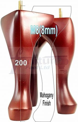 4 Queen Anne Legs Wooden Furniture Feet 20cm High 8 Inches Mahogany M8