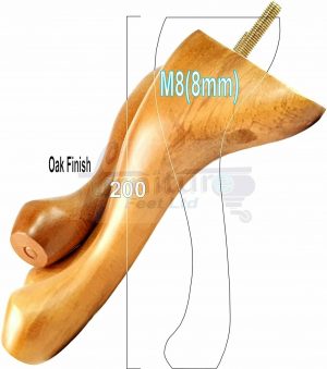 4 Queen Anne Legs Wooden Furniture Feet 20cm High 8 Inches Oak M8