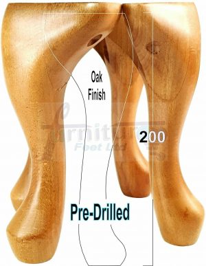 4 Queen Anne Legs Wooden Furniture Feet 20cm High 8 Inches Oak Self Fix