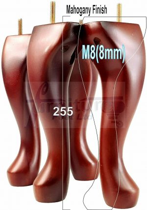 4 Queen Anne Legs Wooden Furniture Feet 25cm High 10 Inches Mahogany M8