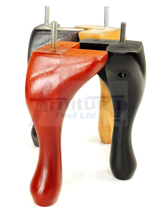 4 Queen Anne Wood Chair Legs 150mm High Replacement Furniture Feet Sofas M8(8mm) - Image 2