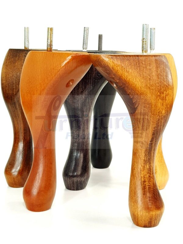 4 Queen Anne Wood Chair Legs 150mm High Replacement Furniture Feet Sofas M8(8mm) - Image 3