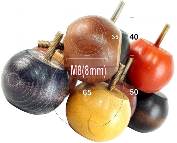 4 Replacement Turned Wood Furniture Sofa Leg M8 Chair Settee Bun Feet 50mm High - Image 7