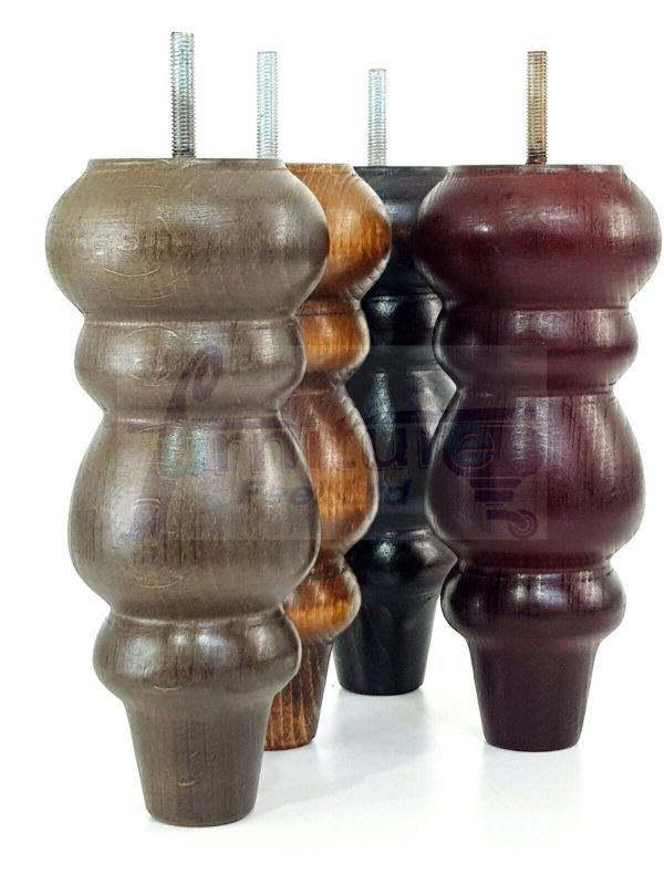 4 Replacement Turned Wooden Furniture Sofa Legs M8 Chair Settee Feet 200mm High - Image 2