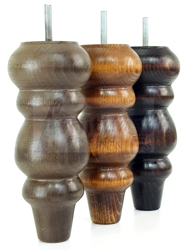 4 Replacement Turned Wooden Furniture Sofa Legs M8 Chair Settee Feet 200mm High - Image 3