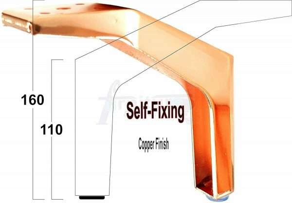 4 Rose Gold Furniture Feet Metal Modern Copper Legs 160mm High Self fix