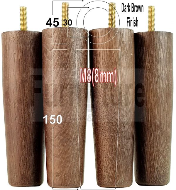 4 Replacement Legs Solid Wood Settee Furniture Feet 150mm High Sofa Chair Bed M8 - Image 8