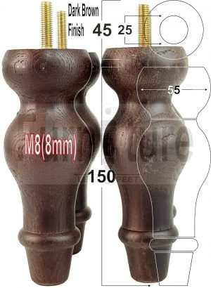 4 Replacement Legs Solid Wood Settee Furniture Feet 150mm High Sofa Chair Bed M8