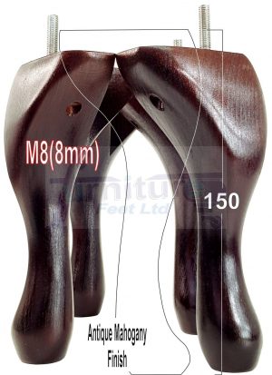 4 Replacement Queen Anne Legs Settee Furniture Feet 150mm High Sofa Chair Bed M8
